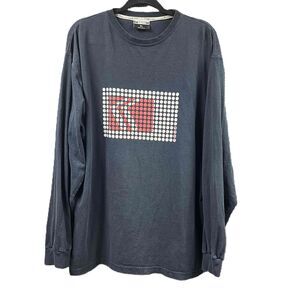 Karl Kani Mens XL Blue Graphic Print Long Sleeve Crew Neck Shirt Cotton Pullover